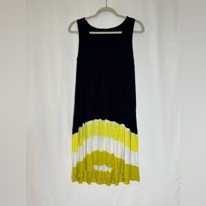 Sleeveless Black and Yellow Tie-Dye Dress
